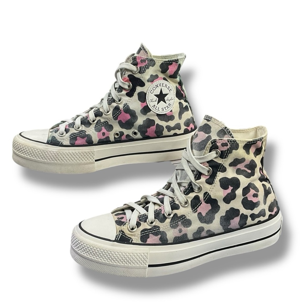 🐆 Converse Chuck Taylor‎ All Star 🎀 Women’s 8 | Pink Leopard High Tops